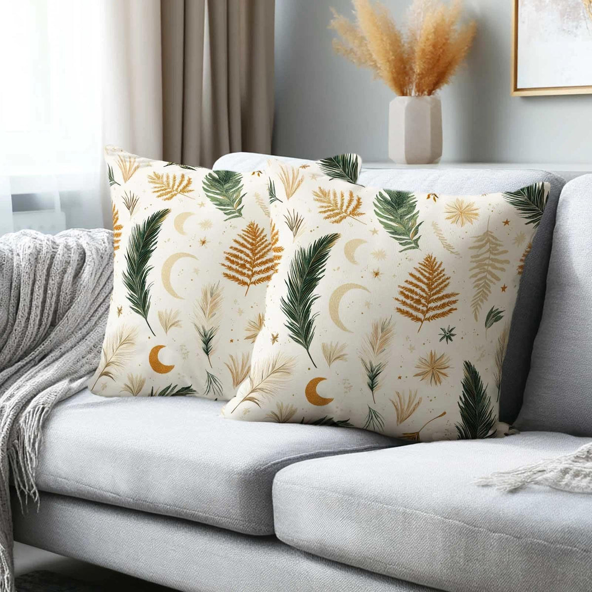 Teal Boho Mandala Throw Pillow Covers 18x18 Set of 2