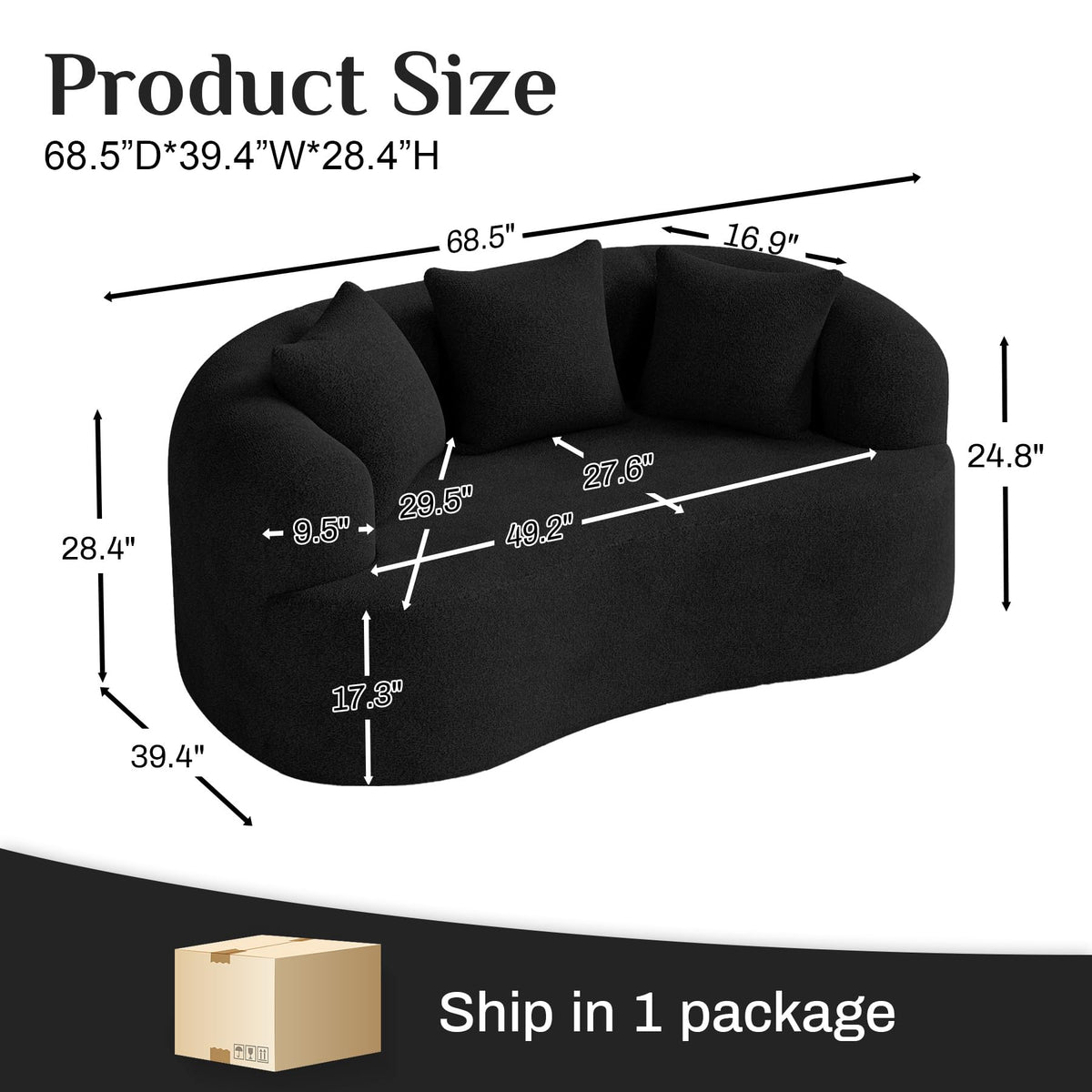 Oversized Chenille Cloud Sectional with Pillows