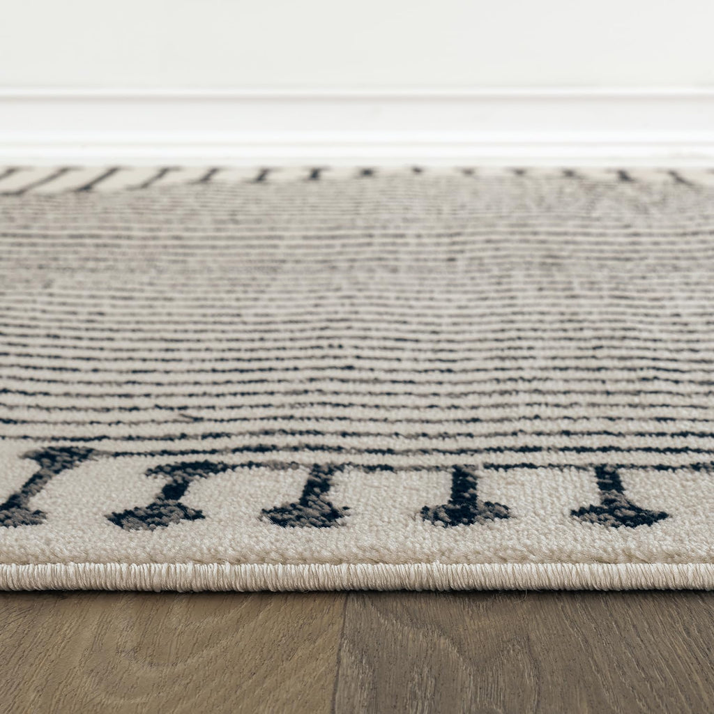 Rugshop Contemporary Bohemian Stripe Area Rug 7'10" x 10' Black