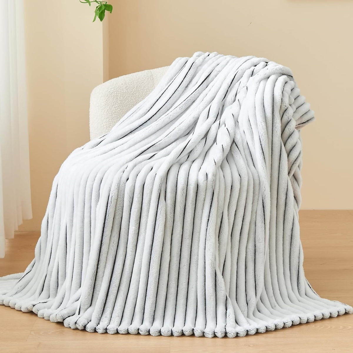 Ribbed Fleece Throw Blanket