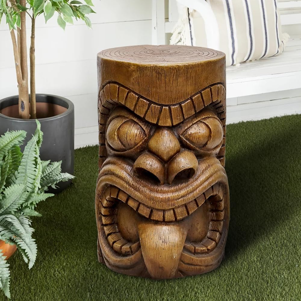 Kanaloa-Inspired Tiki Concrete Accent Stool