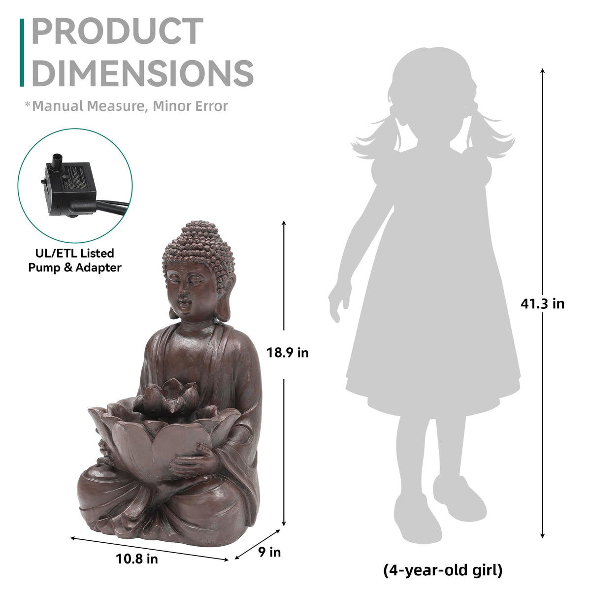 23" H Tiki Statue Outdoor Water Fountain with LED Lights