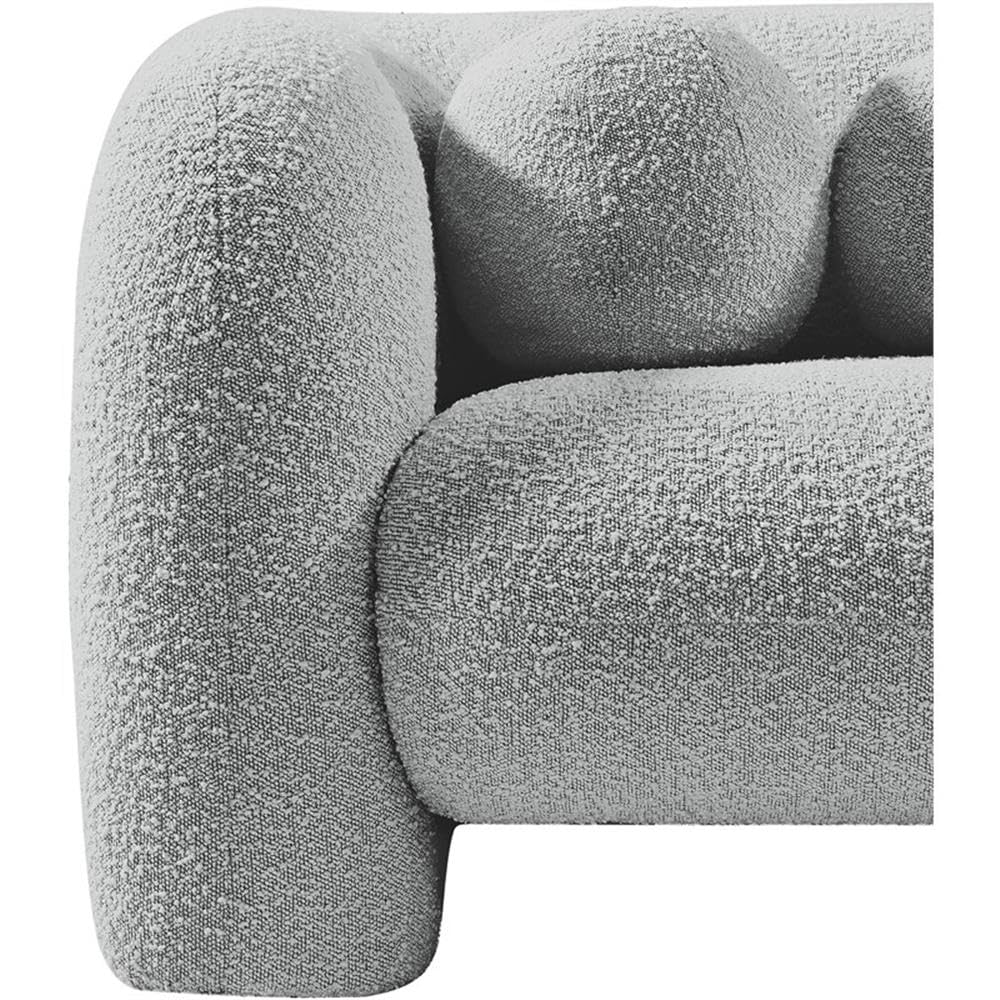 Art Deco Bouclé Accent Chair with Ball Pillow