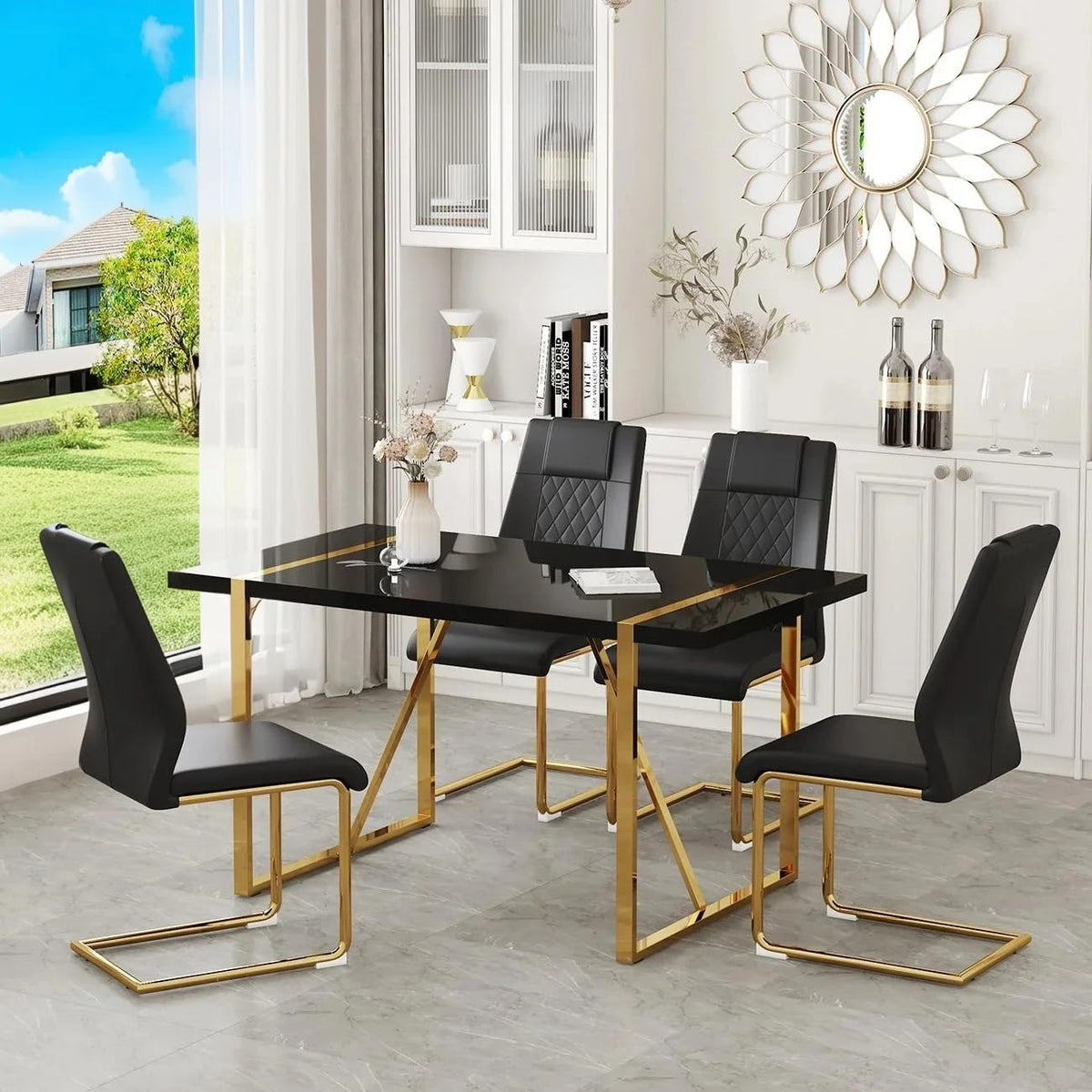 White & Gold Dining Table Set