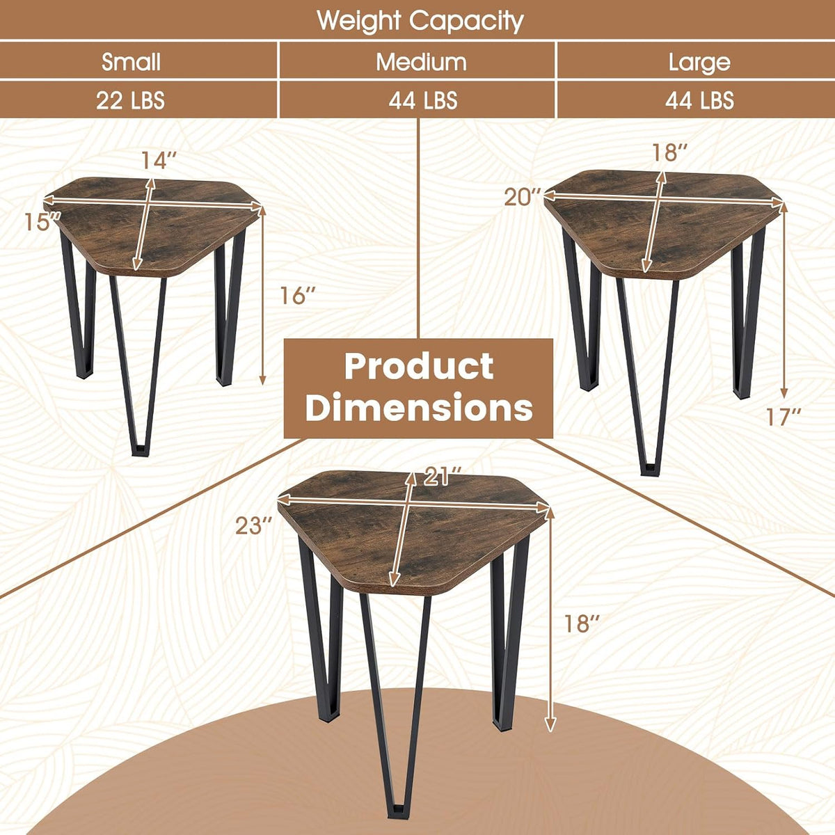 GIANTEX Nesting Coffee Tables Set of 3, Stacking End Tables for Living Room
