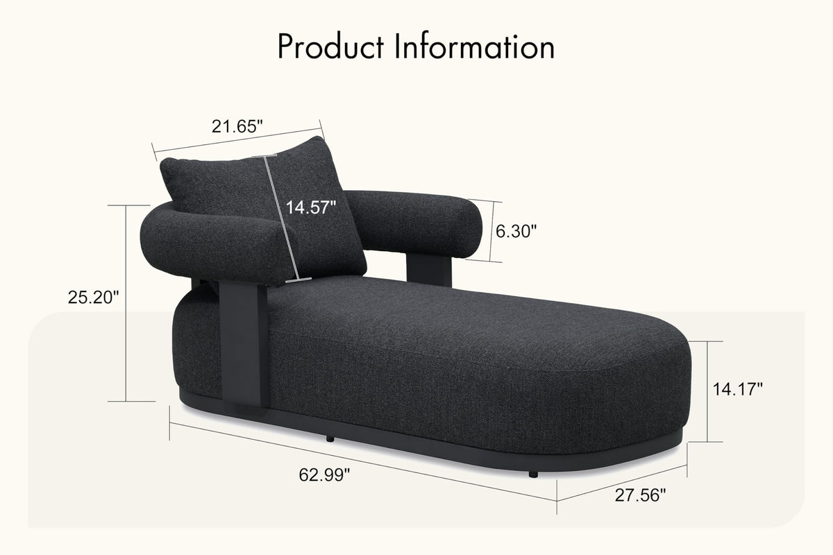 PURPLE LEAF Chaise Lounge 2 Pieces with Cushion and Pillow, Armrest, White