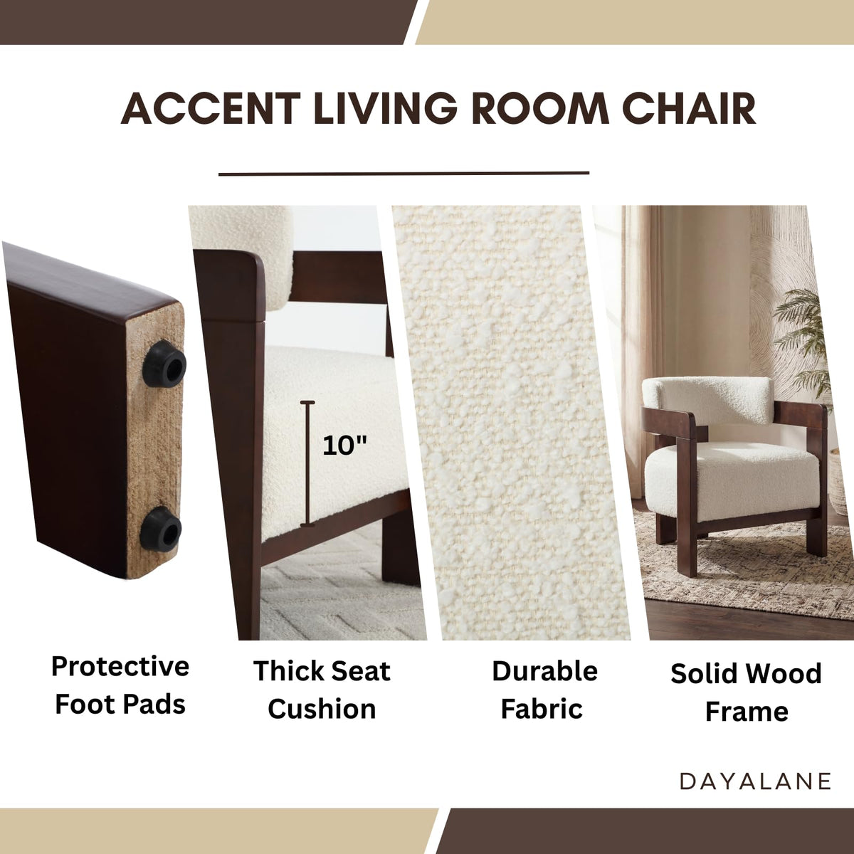 Beige Linen Accent Chairs Set of 2, Upholstered Barrel Living room Chairs