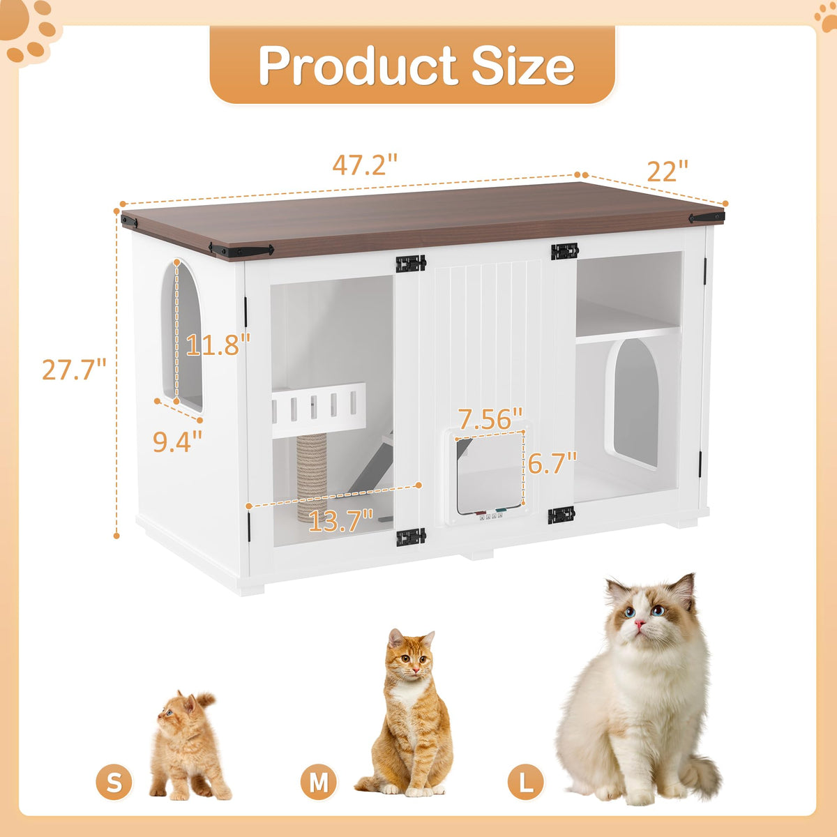 39.4 Inch 3-Tier Hidden Litter Box Furniture, Black/Brown