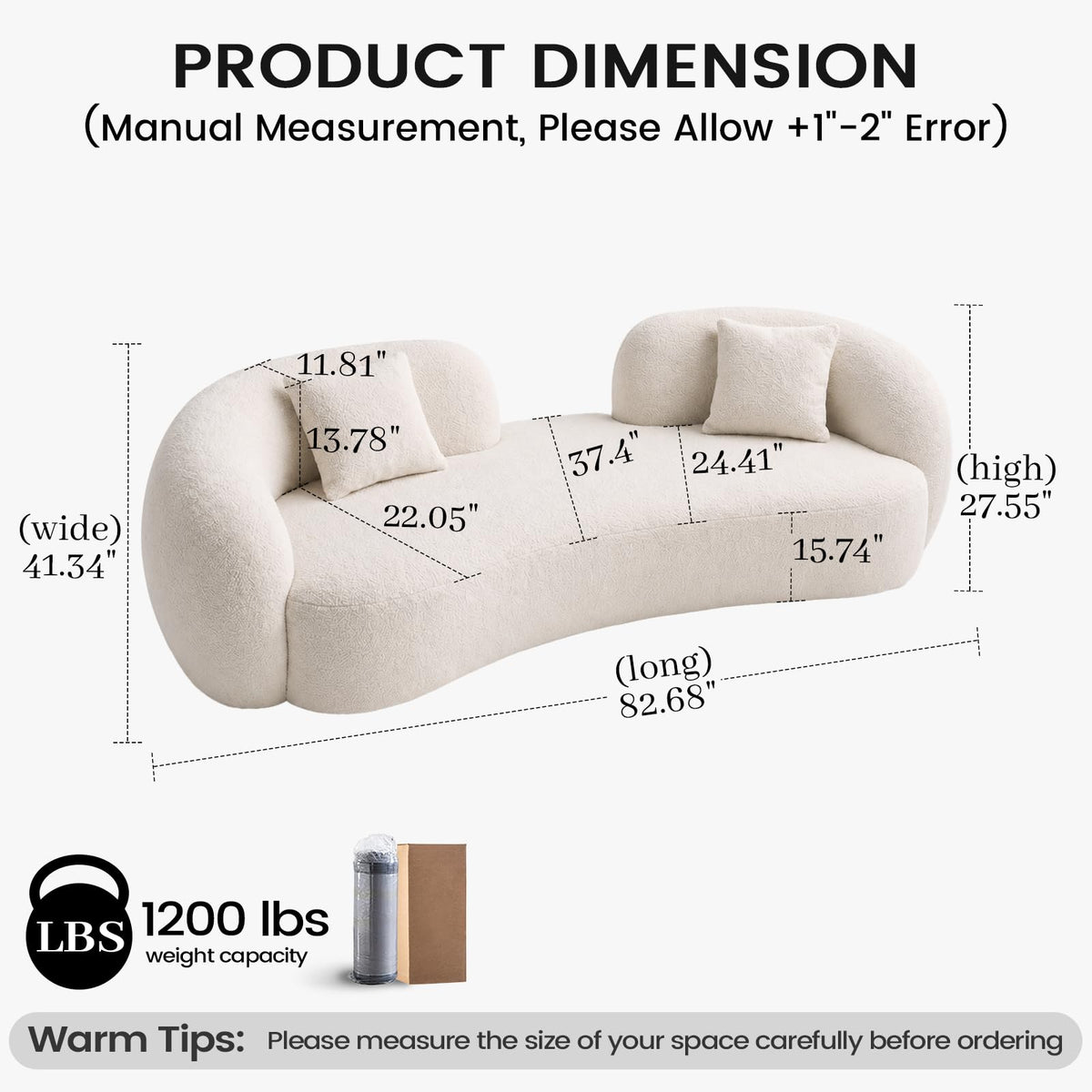 Curved Cream Style Sofa Living Room 2026 new Small Apartment Simple Modern Beauty