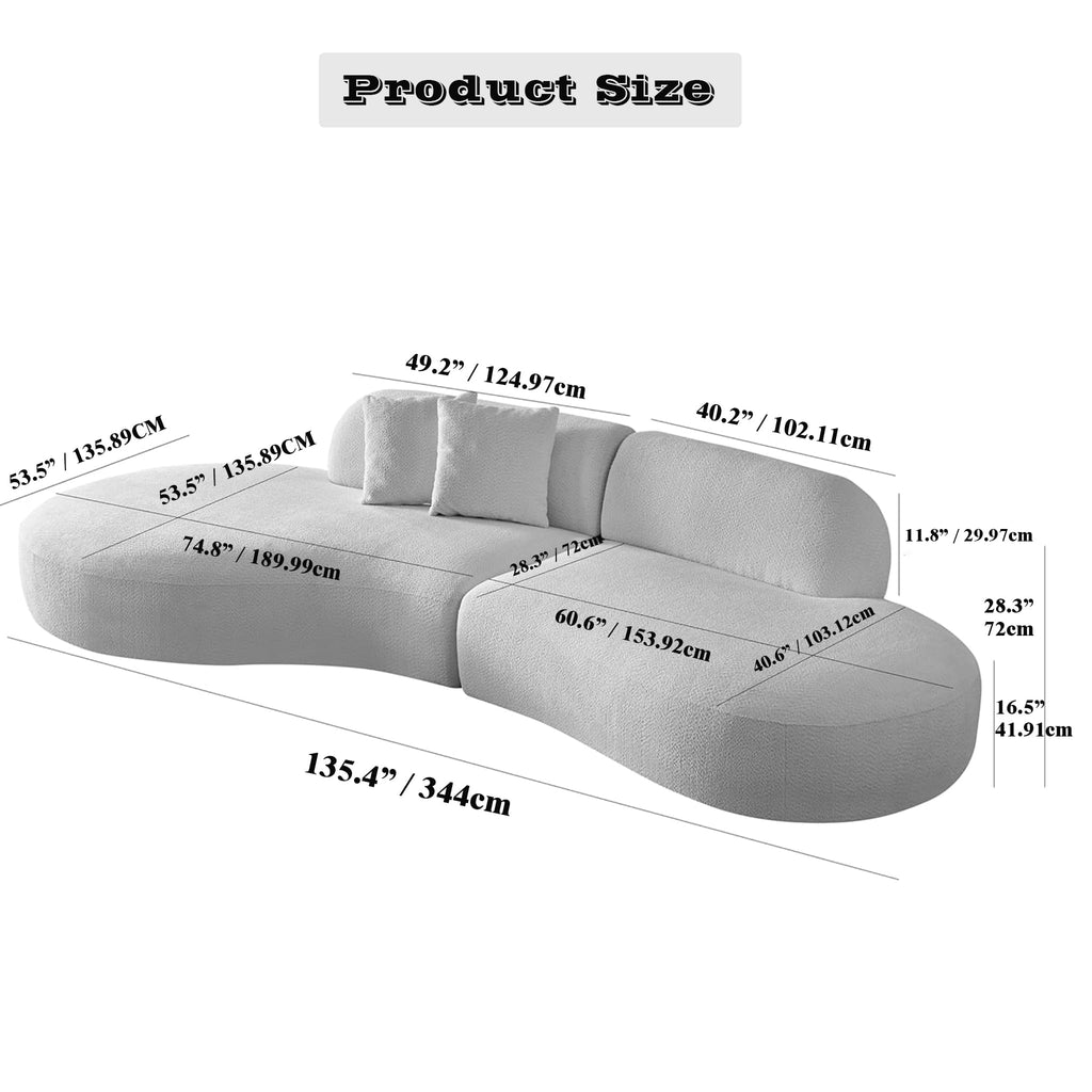 Curved Sofa with Two Pillows