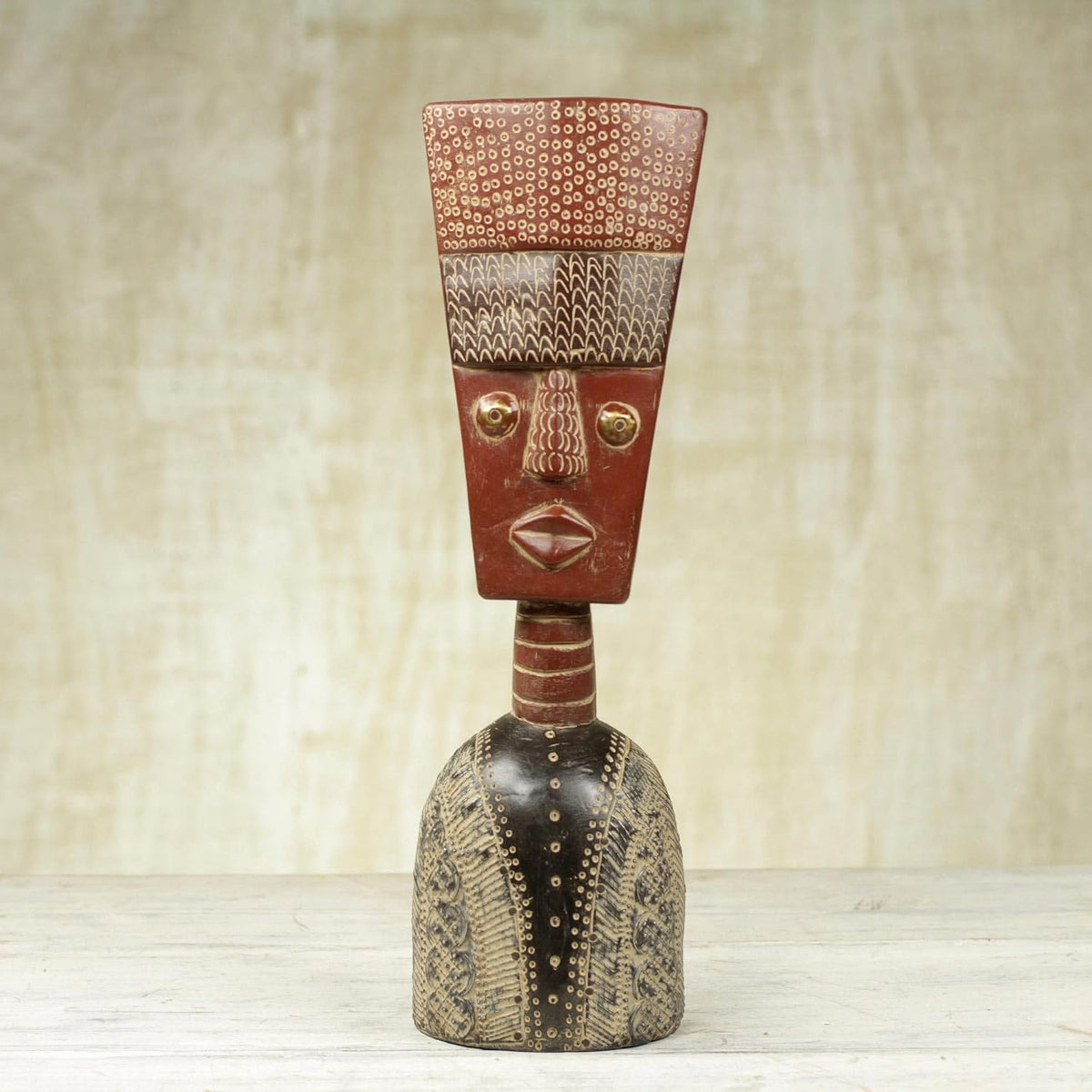 NOVICA Handmade Artisan African Wood Sculpture Fortune Mask Ghanaian Sese