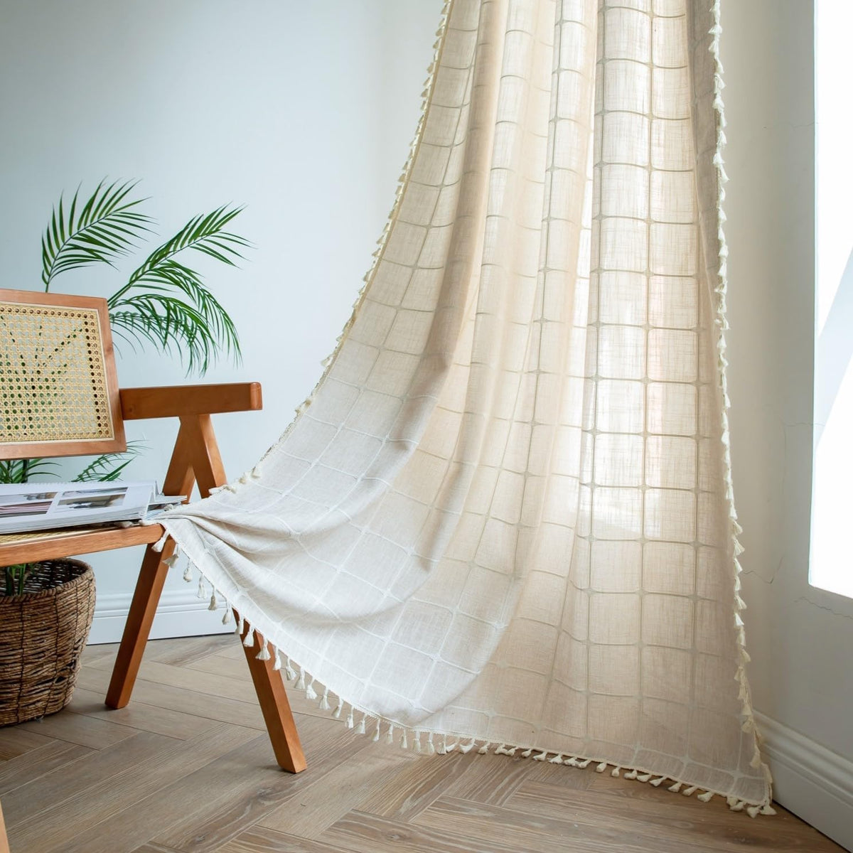 Boho Tassel Rod-Pocket Curtain Panel
