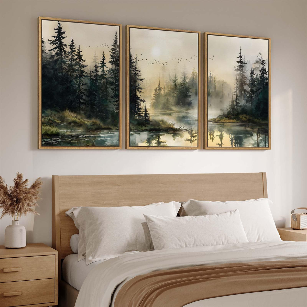 Framed Neutral Tree Ring Wall Art