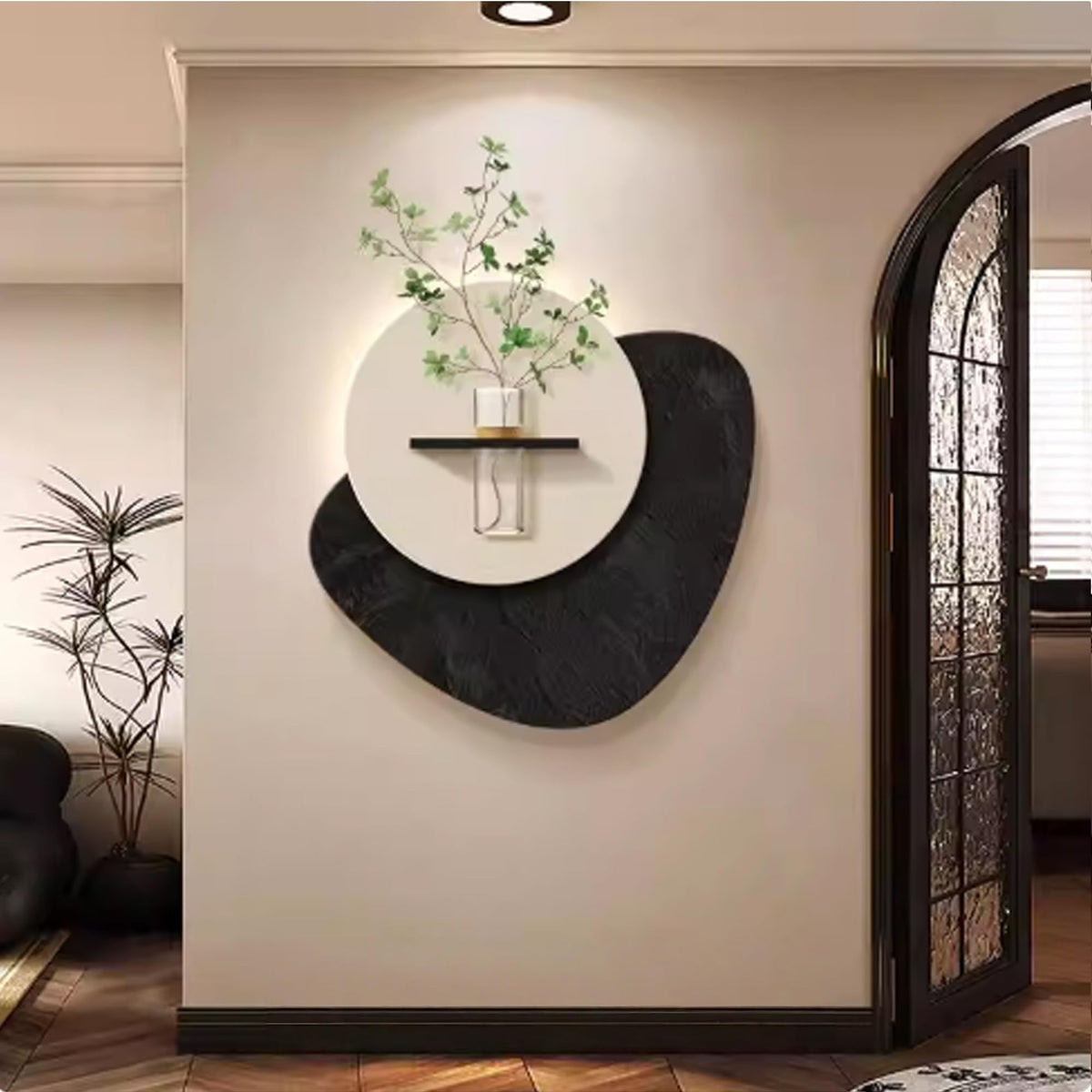 3D Sandstone Wall Art with Vase & LED Backlight
