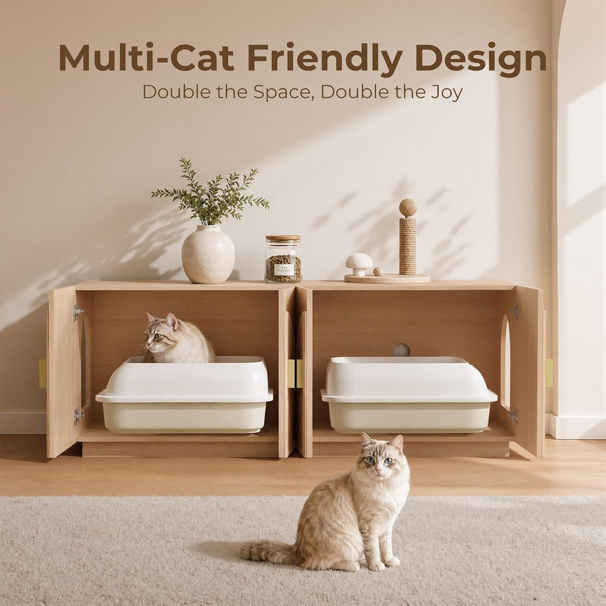 Double Cat Litter Enclosure with Optional Divider