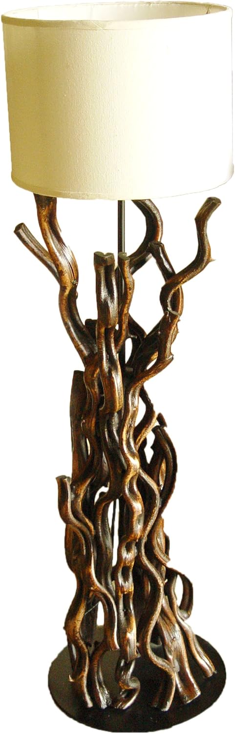 Exclusive Thai Decor Hand Made Teak Wood Floor Lamp from Northern Thailand -
