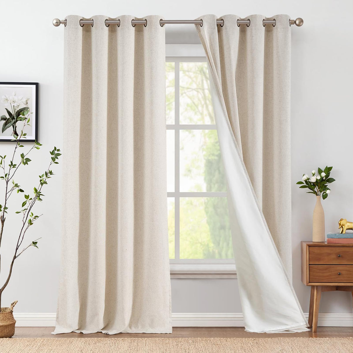 Linen Grommet Curtains, Set of Two