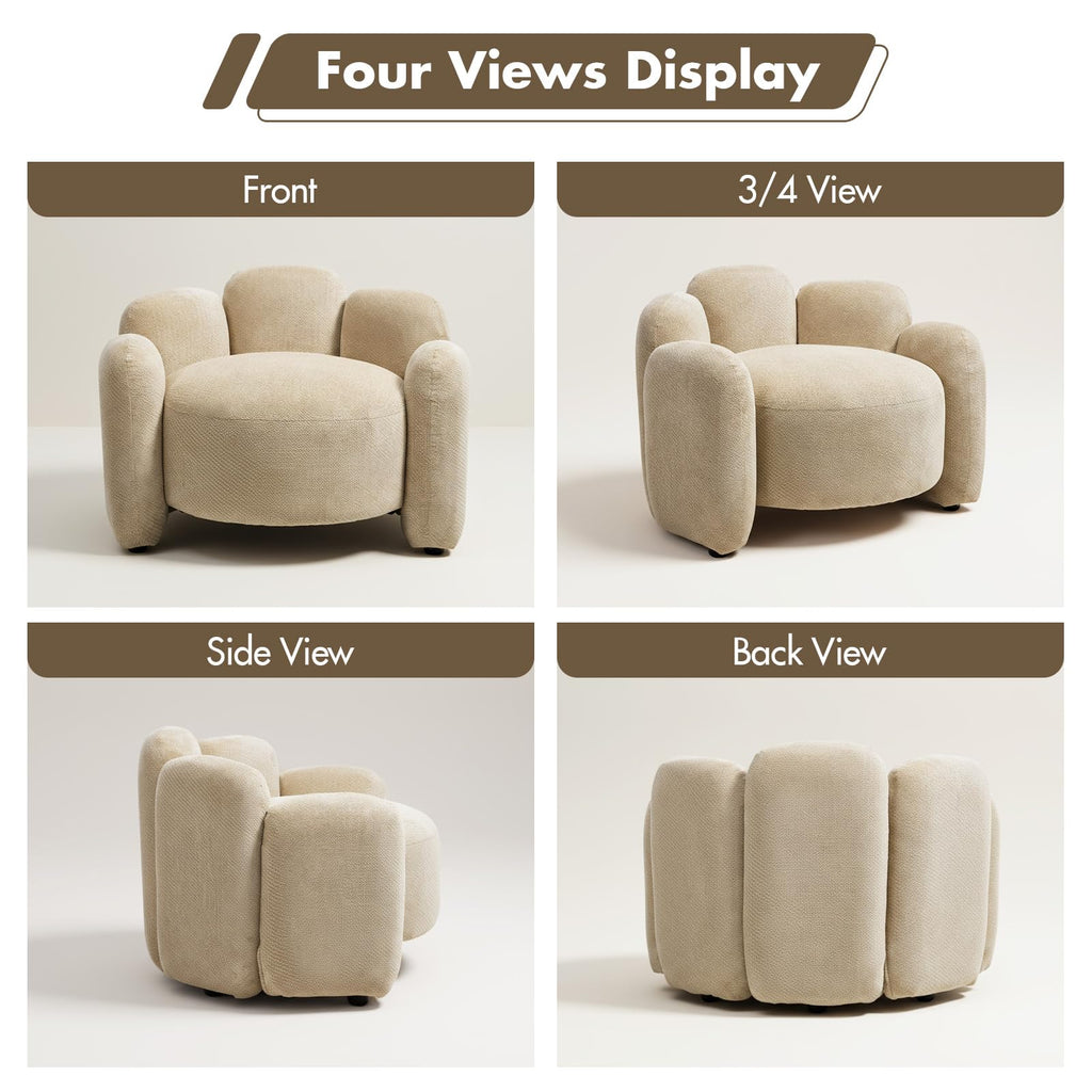 Hyfirm Sculptural Barrel Accent Chairs Set of 2, Cream White