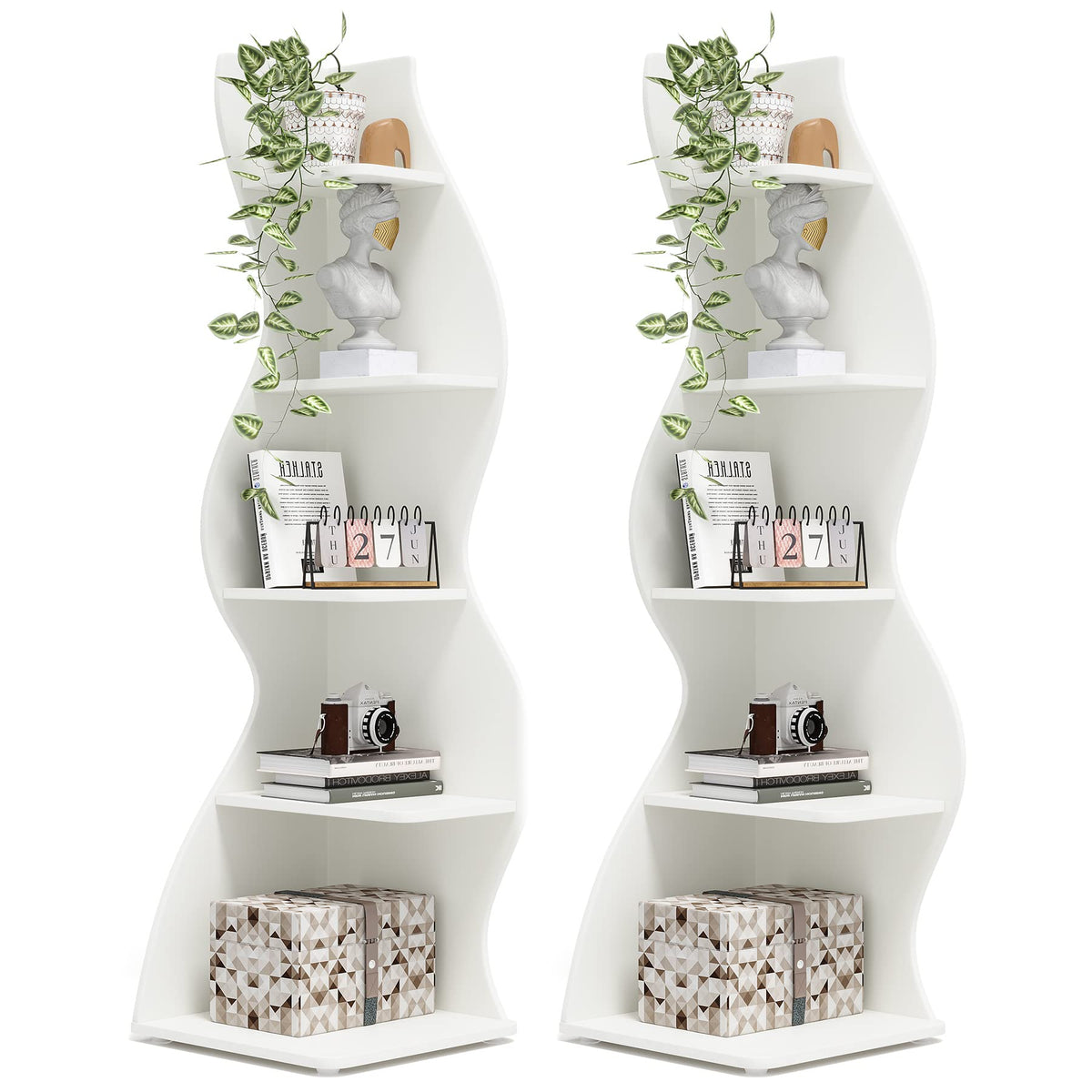 Modern Five-Tier Corner Bookshelf