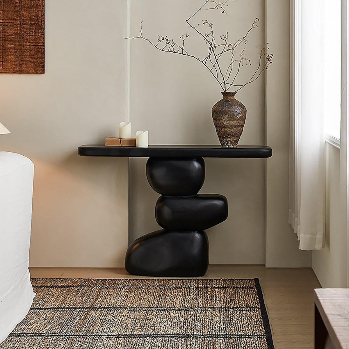 Entry Table Home Decor, Modern Console Table, Entryway Table Wood, Hallway Table, Entrance Table, Foyer Table(Black,120x30cm/47x12in)