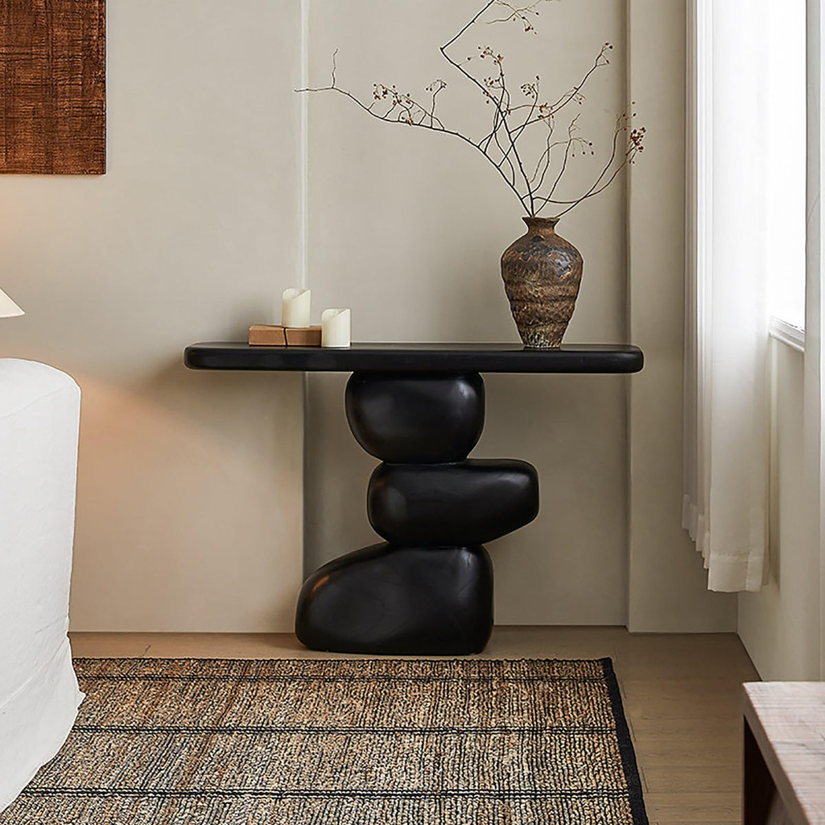 Entry Table Home Decor, Modern Console Table, Entryway Table Wood, Hallway Table, Entrance Table, Foyer Table(Black,120x30cm/47x12in)