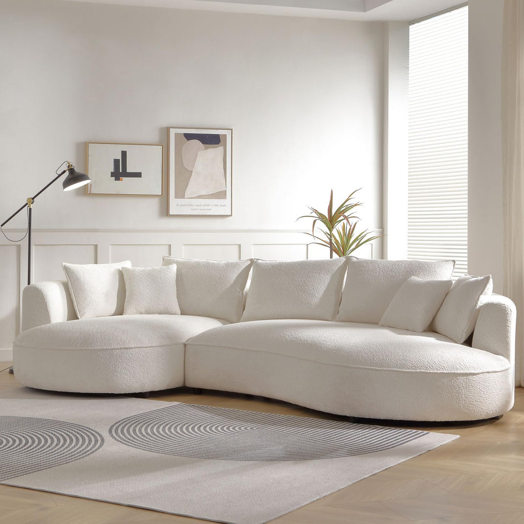 102.36" Curved Sectional Sofa, Gray Velvet 4-Seat Couch