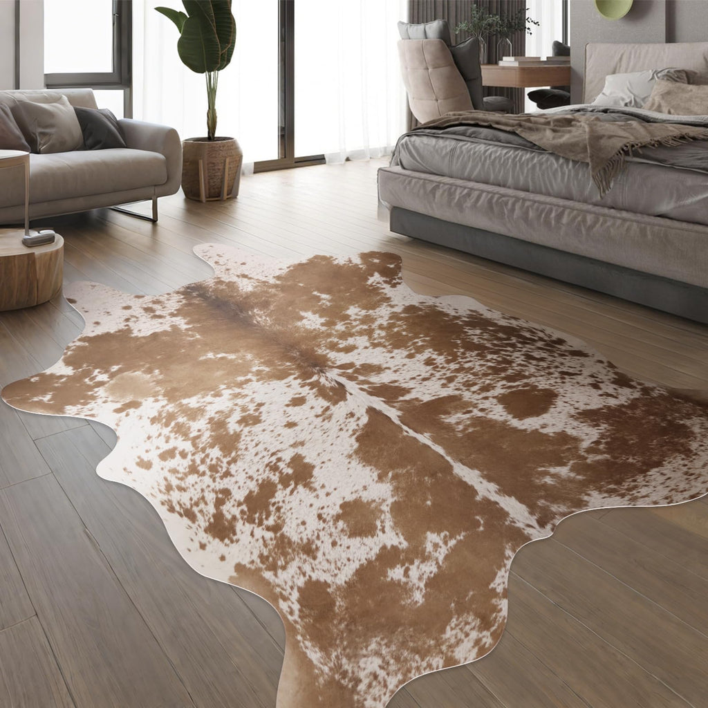 Faux Cowhide Rug 4.6x5.2 ft Cow Hide Faux Cowhide for Living Room Bedroom Dining