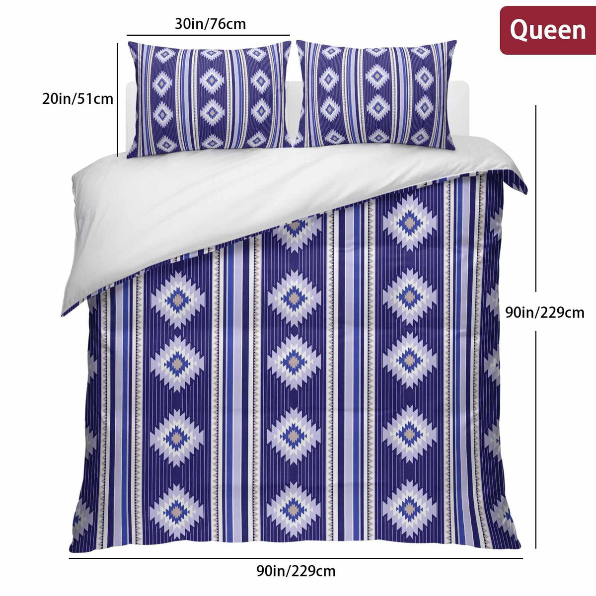 3 Pieces Duvet Cover Queen Bedding Sets Western Ethnic Brown Geometric Luxury Soft