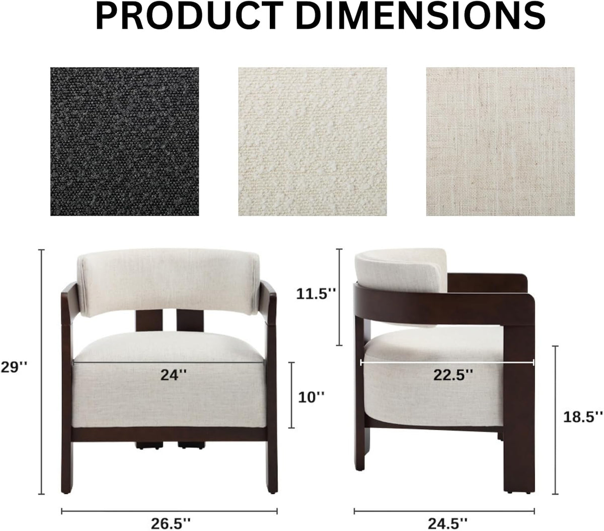 Beige Linen Accent Chairs Set of 2, Upholstered Barrel Living room Chairs