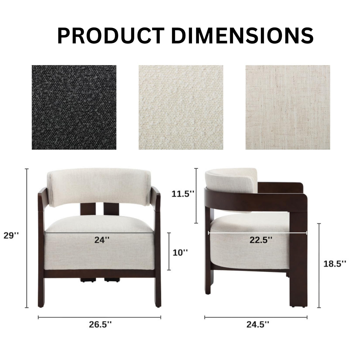 Beige Linen Accent Chairs Set of 2, Upholstered Barrel Living room Chairs