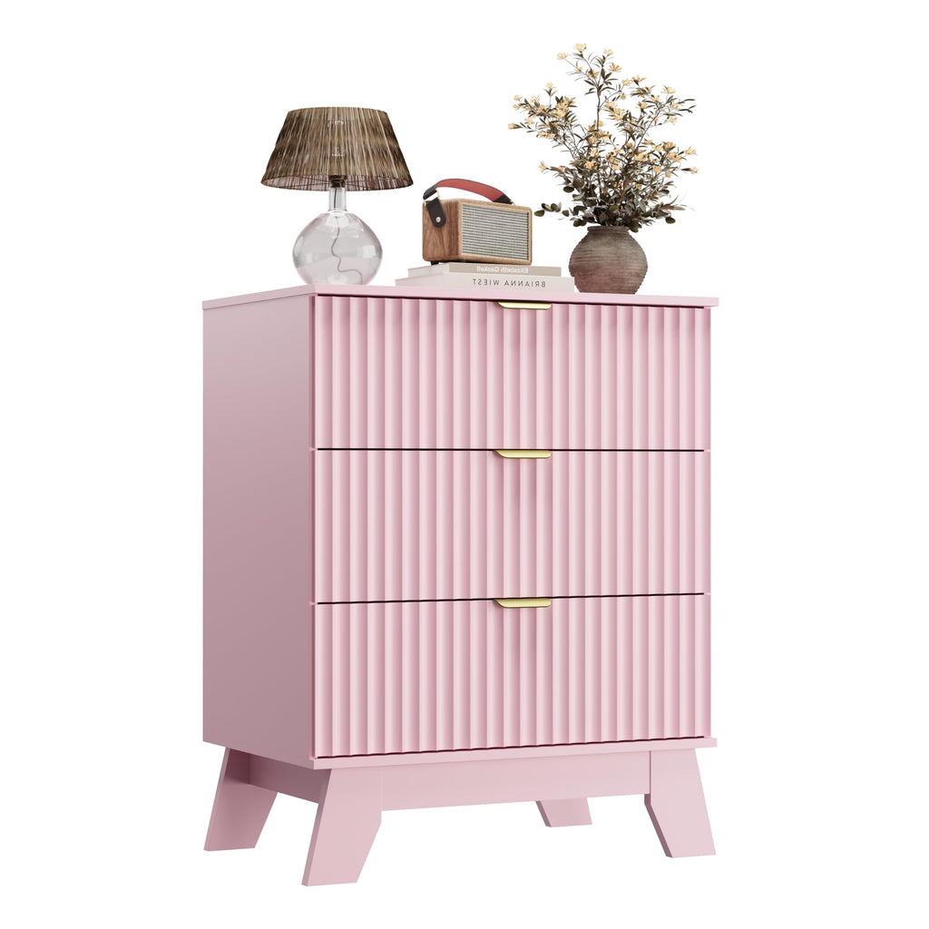 Fluted Nightstands with Charging Station, Set of 2