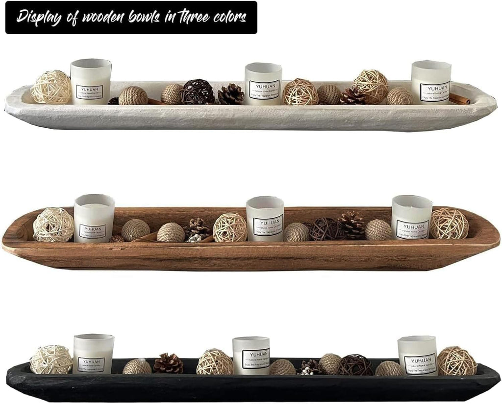 Hand-Carved Wooden Dough Bowl Centerpiece