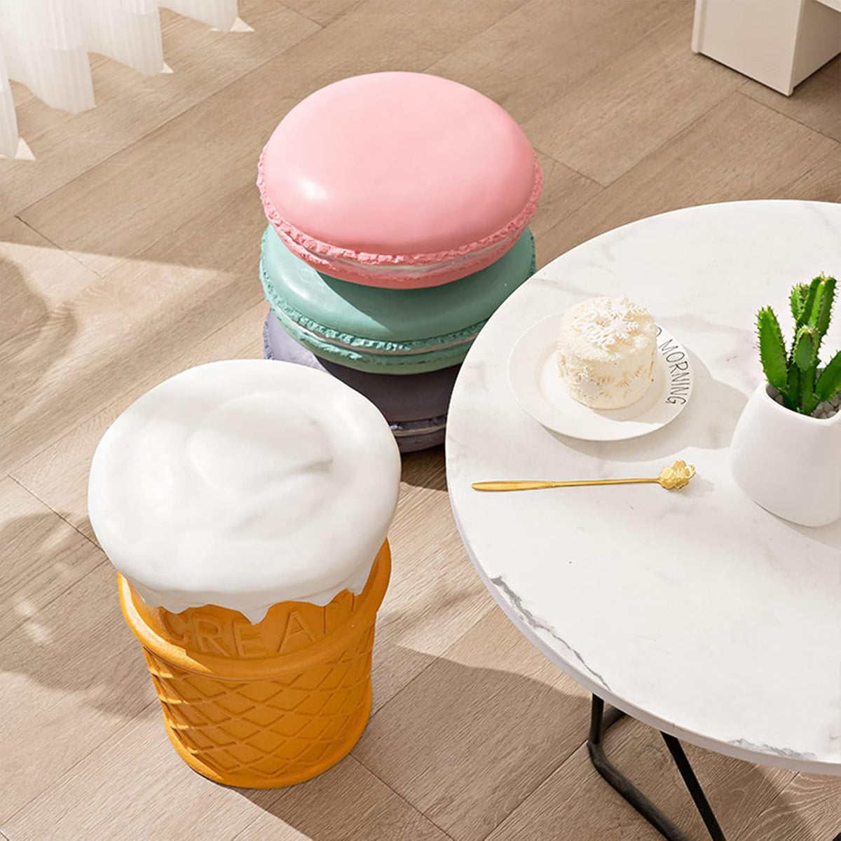 Ice Cream-Shaped Resin Accent Stool