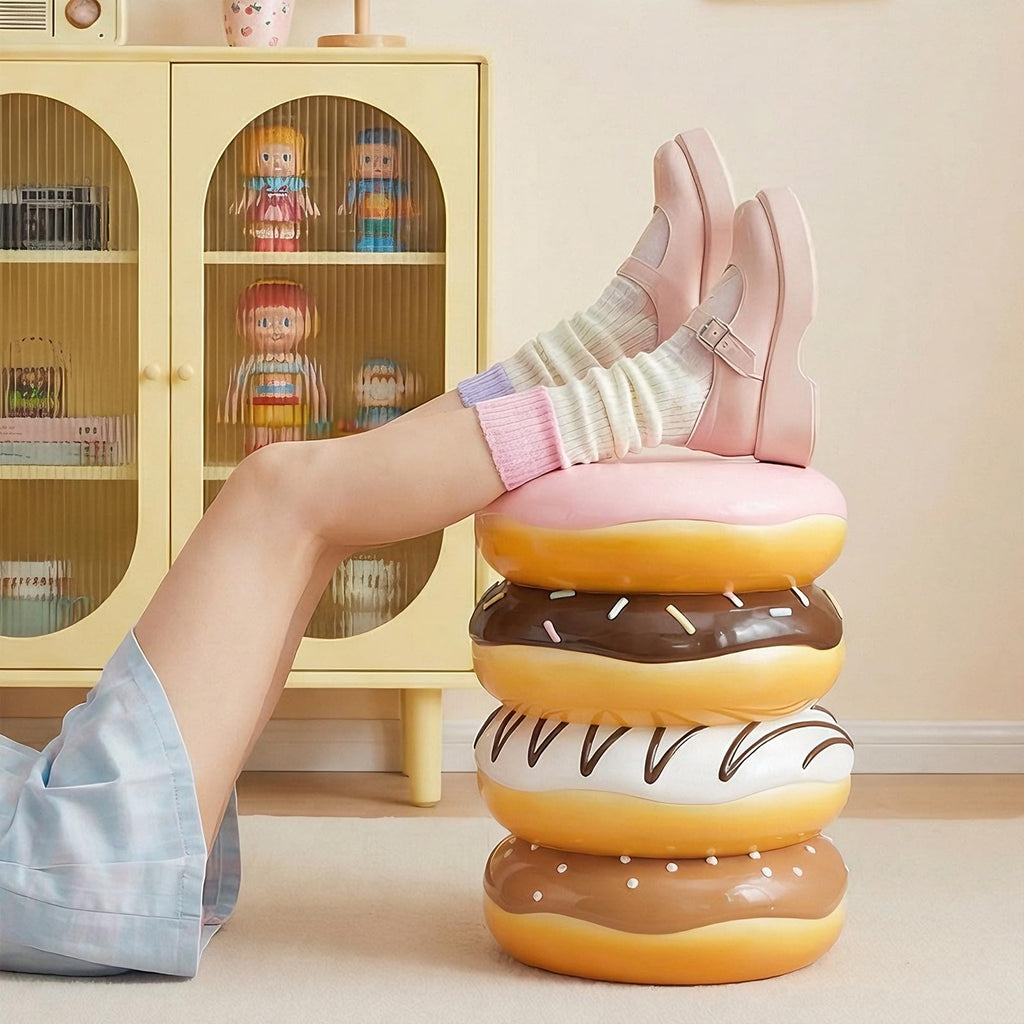 Whimsical Cookie-Shaped Resin Accent Stool