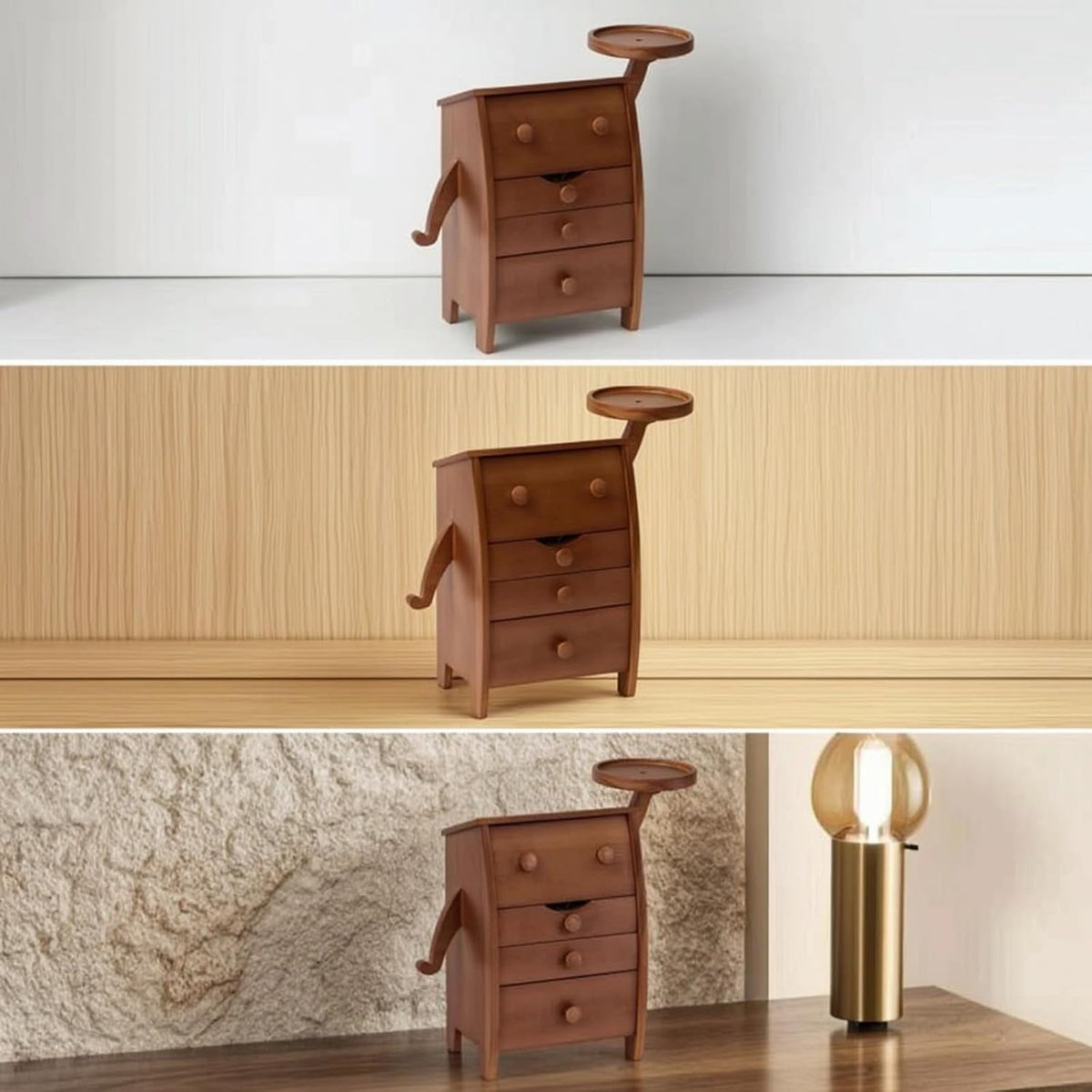 Jewelry Storage Drawer Solid Wood Jewelry Organizer Box Cabinet Four Drawer System Soft Lined Sections Dust Protection Enclosed Saving Curved Side suitable for dresser