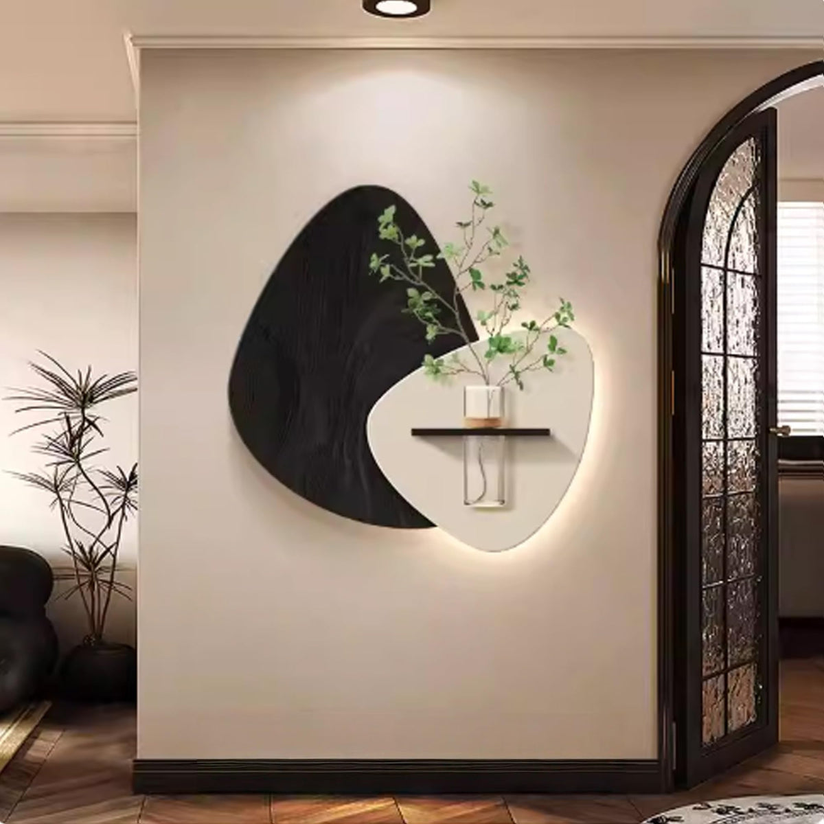 3D Sandstone Wall Art with Vase & LED Backlight