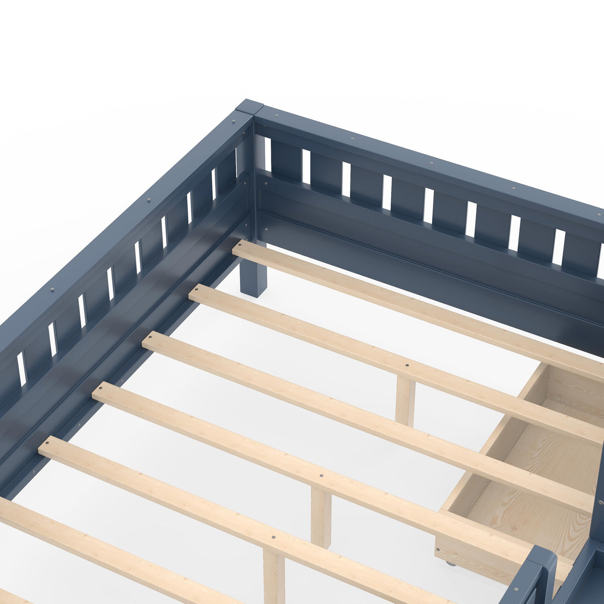 Montessori Bed with Stairs, Bookshelf & Storage Drawers