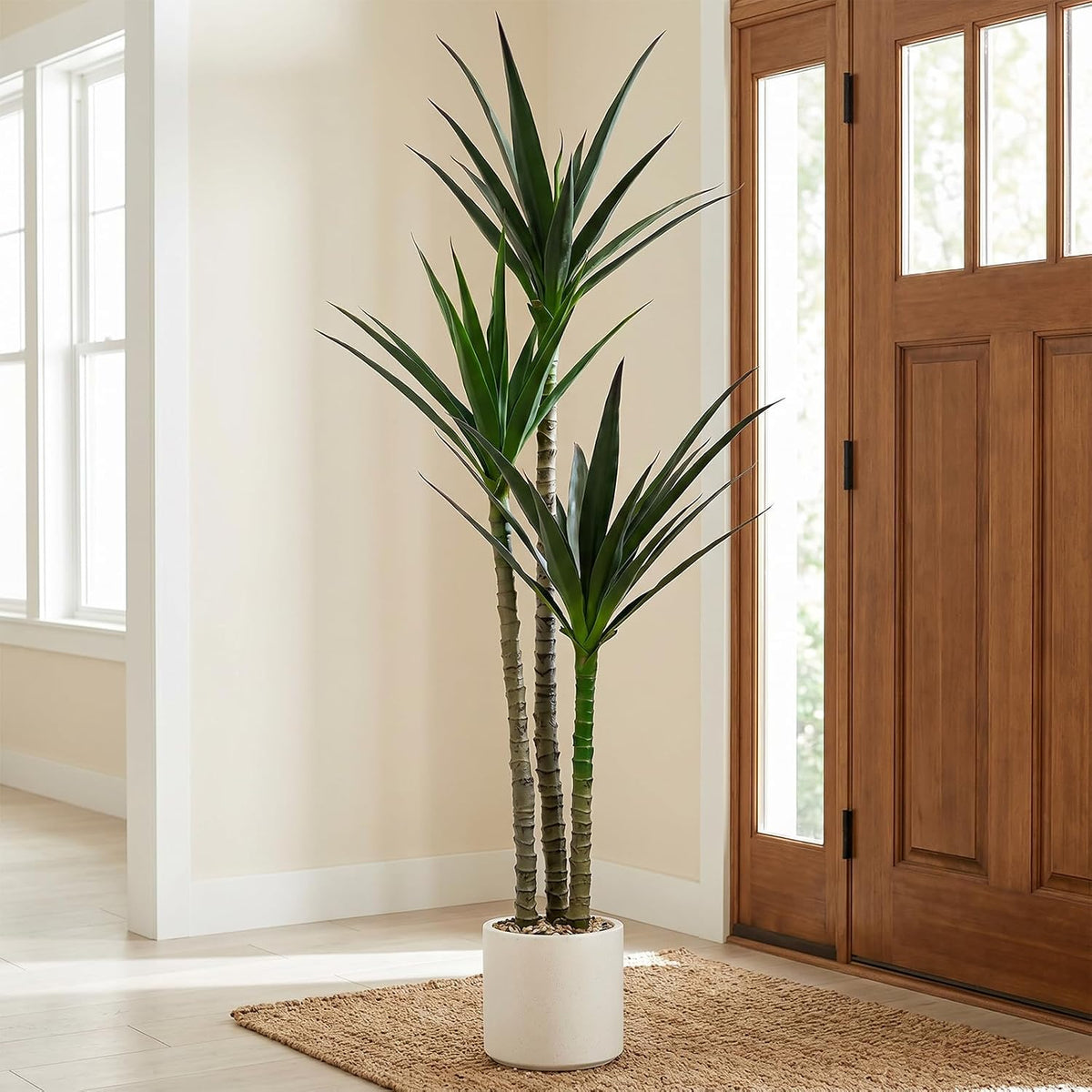 Pre-Potted Artificial Tropical Agave Plant-5ft3in, UV Resistant Fake Tree