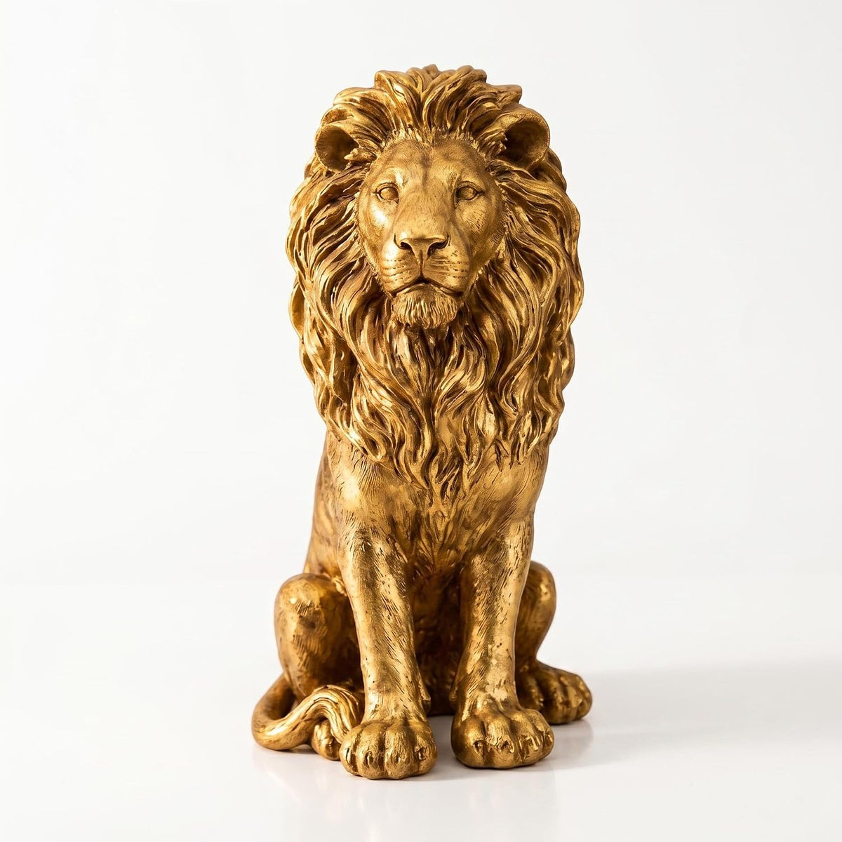 Large Gold Lion Statue, Resin Garden Sculpture, Outdoor Decor