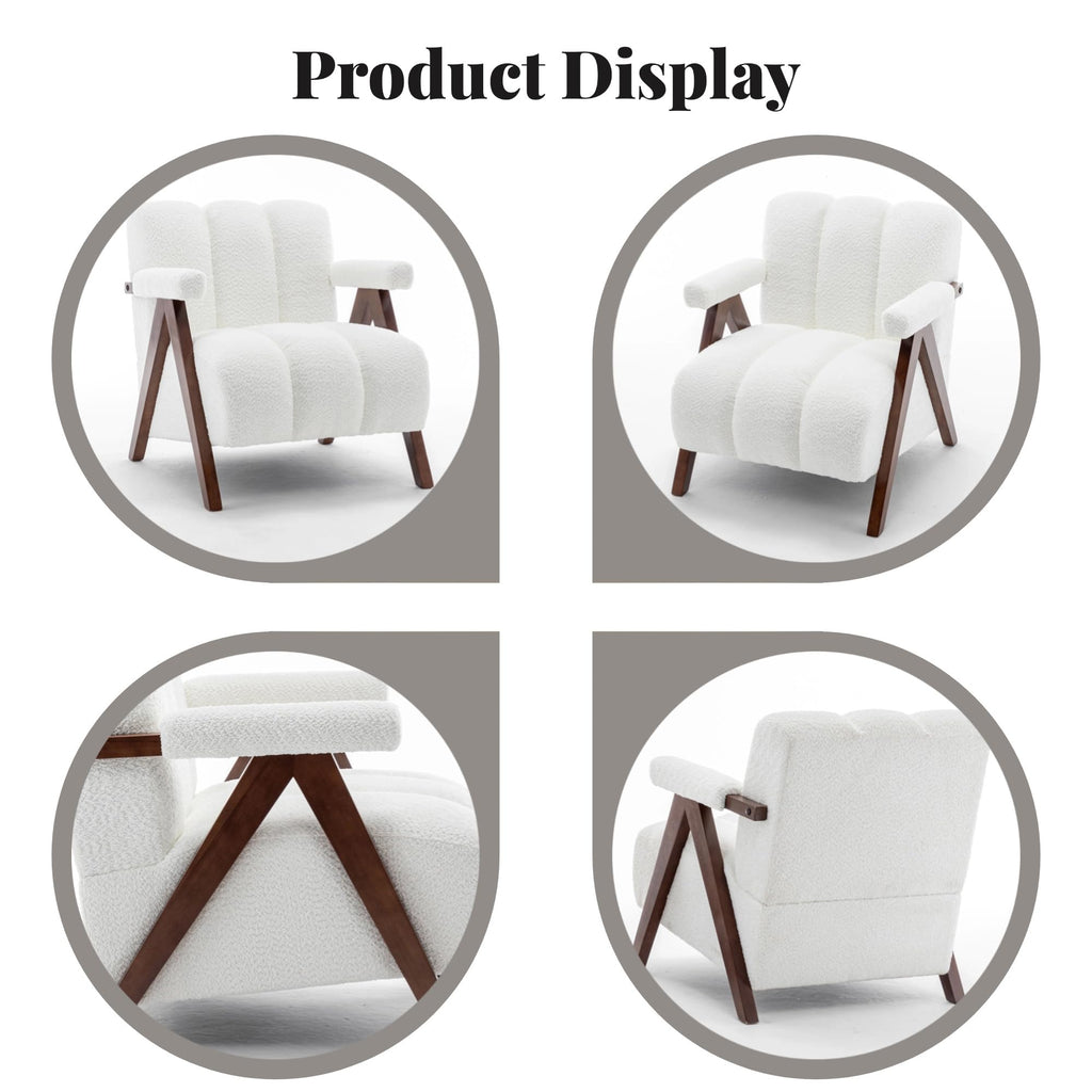 Mid Century Modern Accent Chairs Set of 2 with Solid Wood Frame
