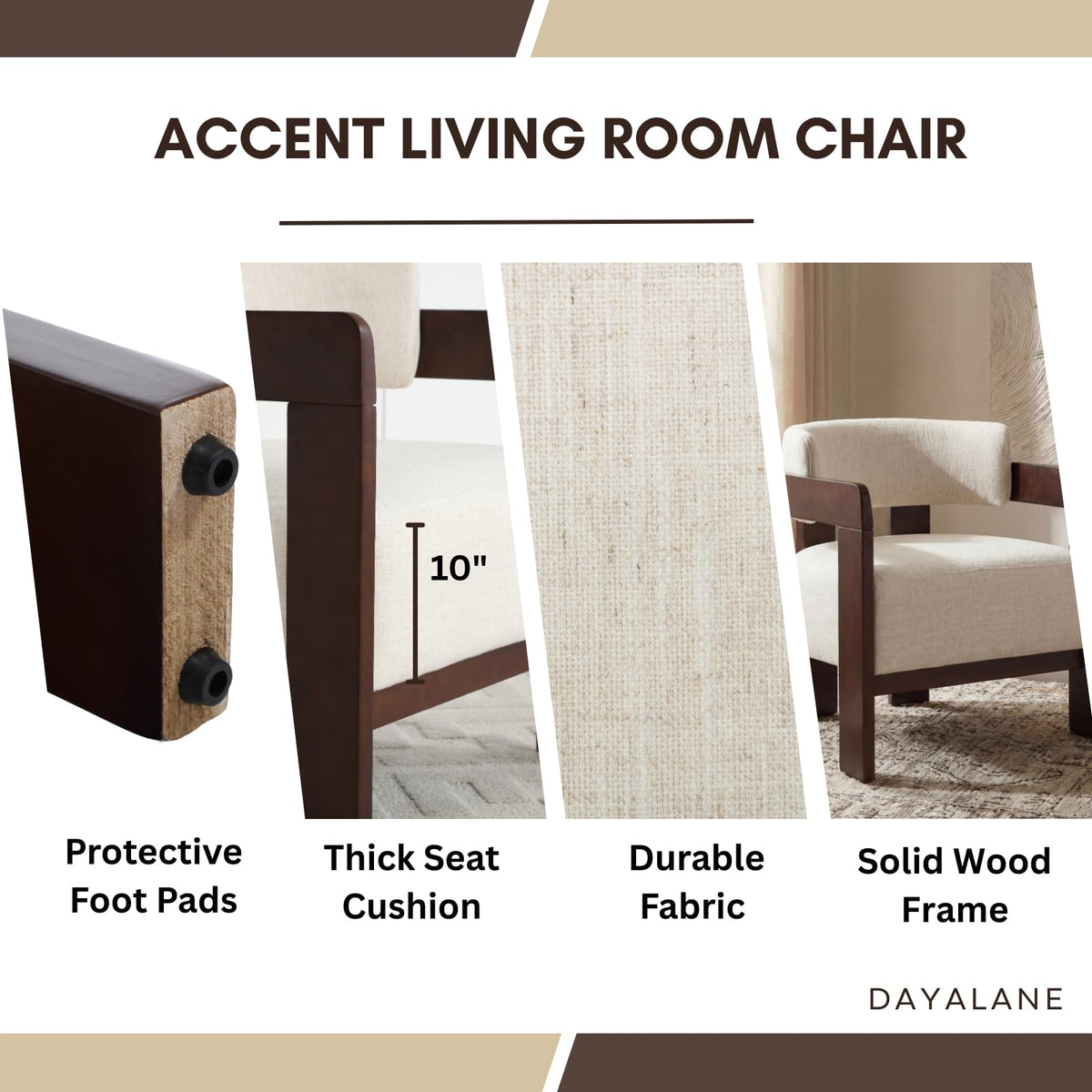 Beige Linen Accent Chairs Set of 2, Upholstered Barrel Living room Chairs