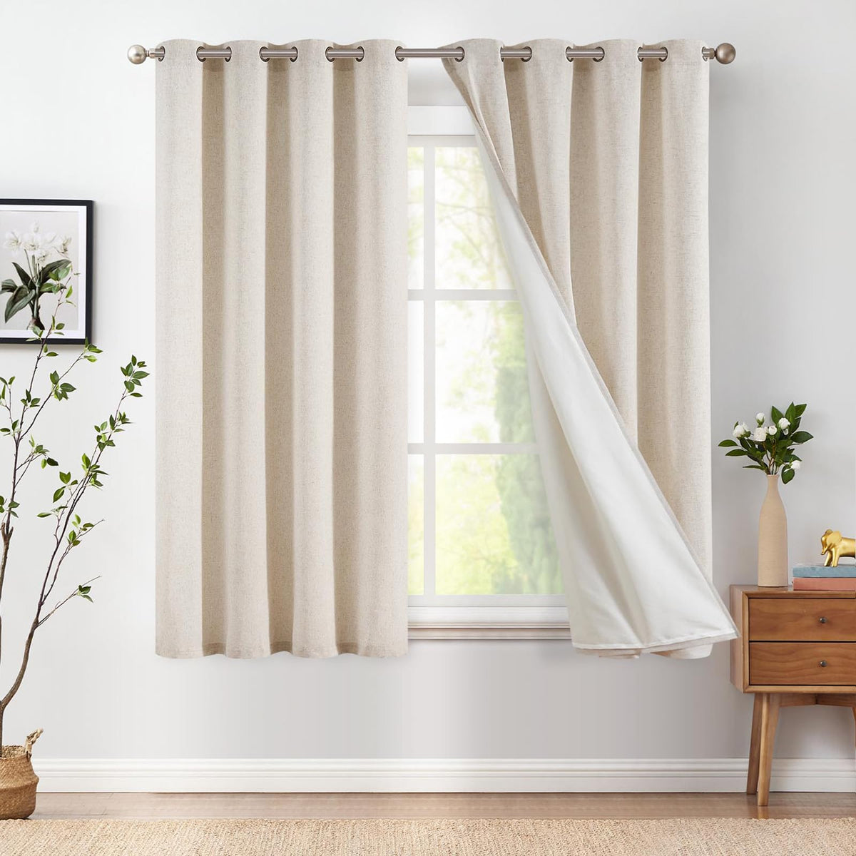 Linen Grommet Curtains, Set of Two