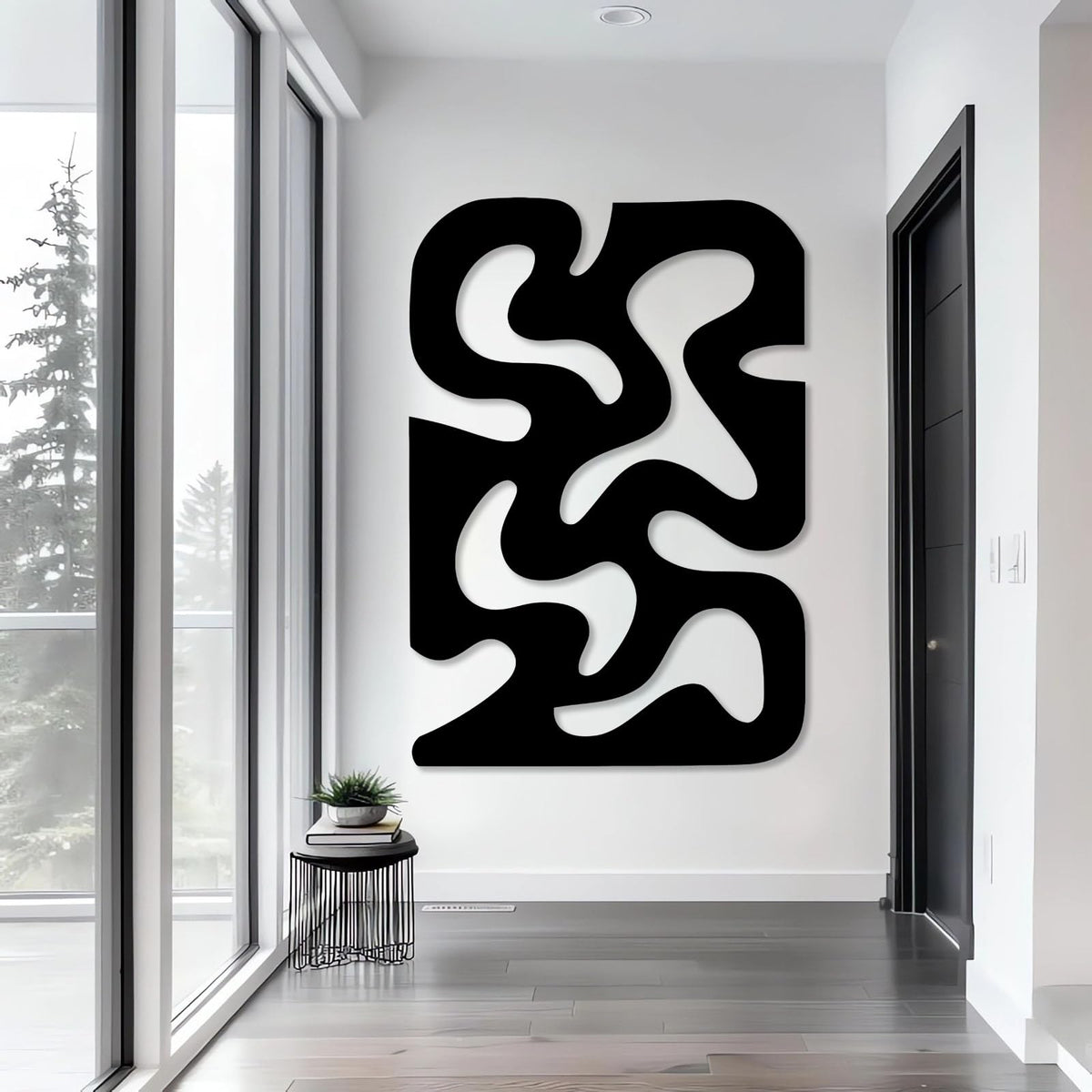Curved Geometric Metal Wall Sculpture