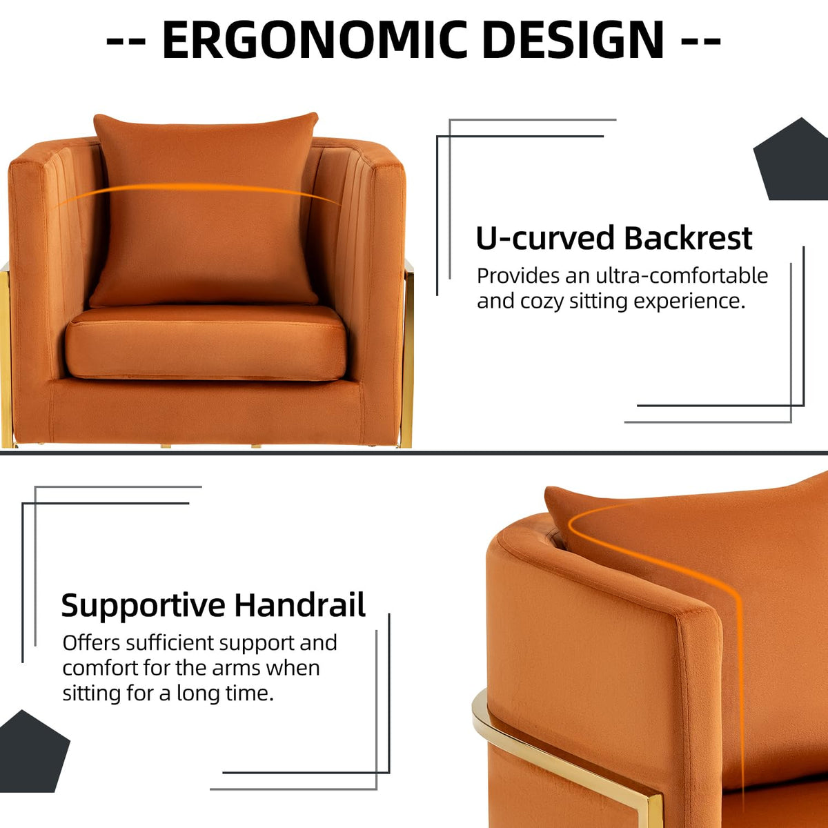 Velvet Barrel Accent Chair with Pillow