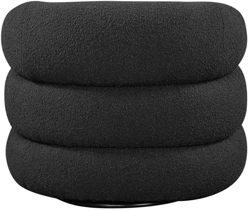BOWERY HILL Contemporary Black Boucle Fabric Swivel Accent Chair