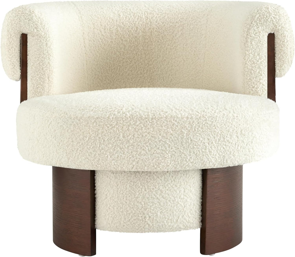 Bouclé Swivel Barrel Accent Chairs – Set of 2