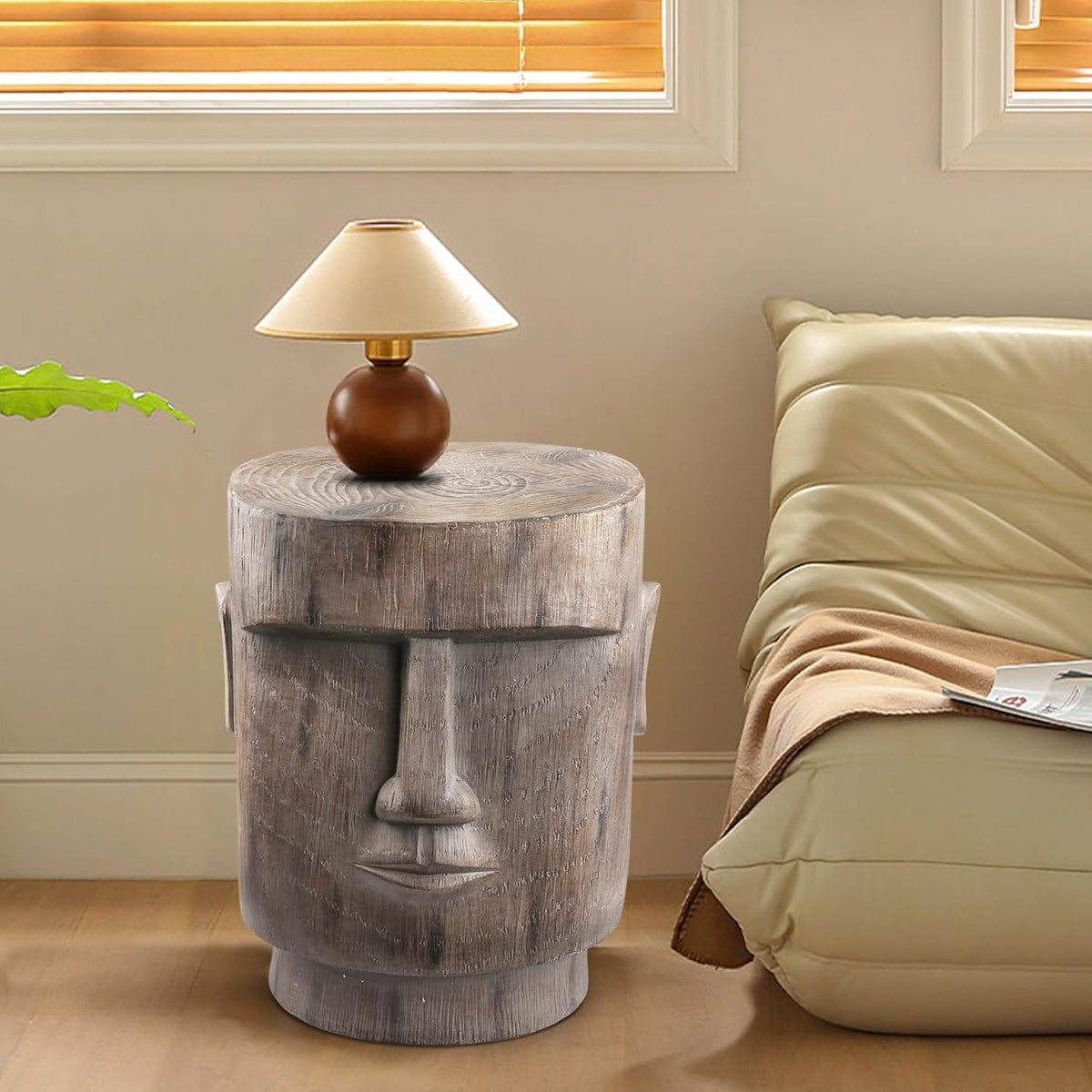 18" H Easter Island AHU Akivi Moai Statue Pedestal Side Table