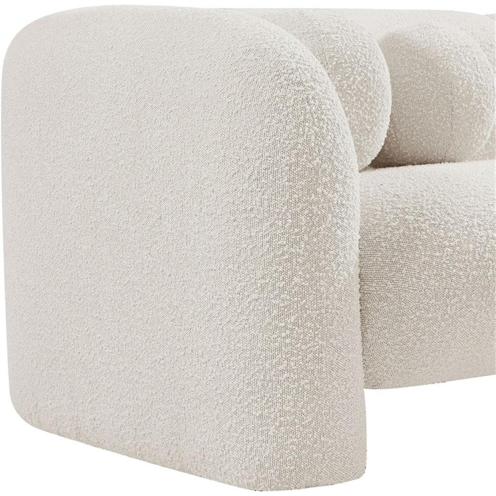 Art Deco Bouclé Accent Chair with Ball Pillow