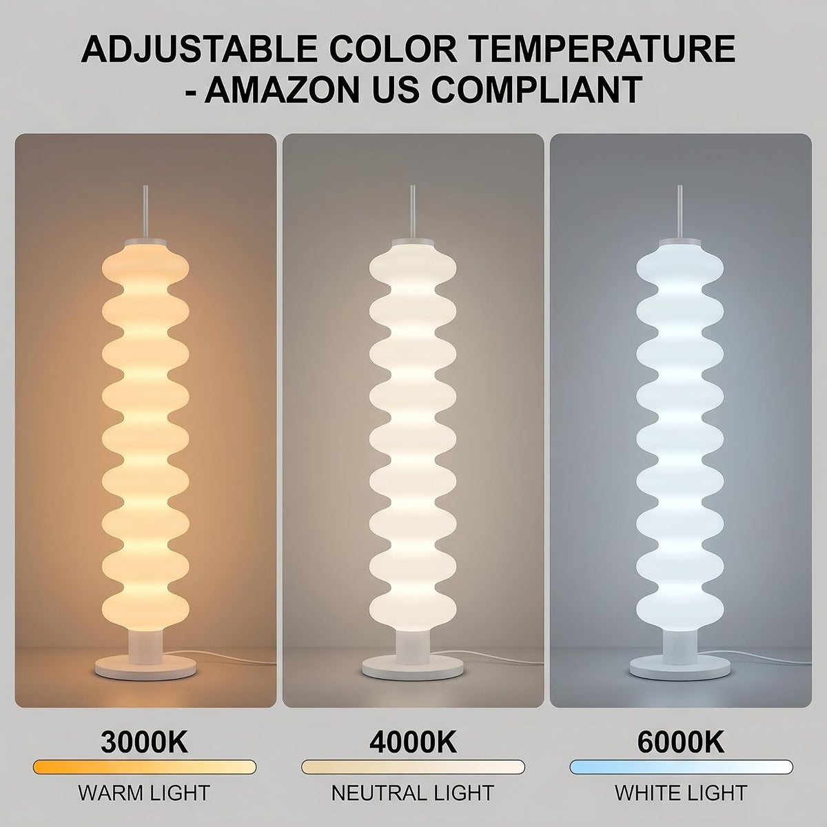 Modern Floor Lamp with White Acrylic Shade＆ 3 Color Temperatures