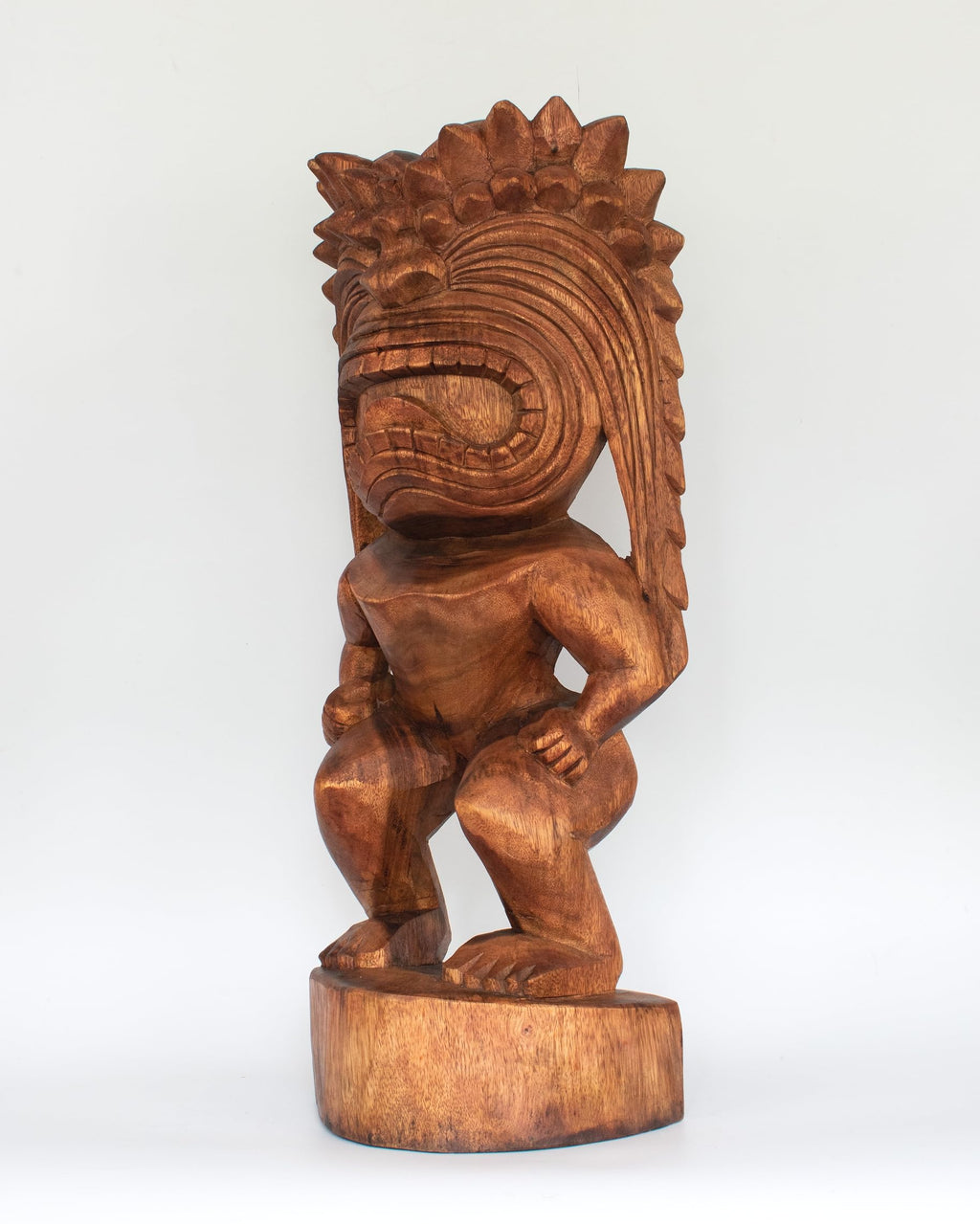 G6 Collection Handmade Wooden Primitive Tattoo Face Tribal Statue Sculpture Tiki